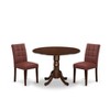 East West Furniture 3 Piece Mid Century Modern Dining Table Set contain A Wooden Kitchen Table and 2 Burgundy Faux Leather Mid Century Dining Chairs - 2 of 4