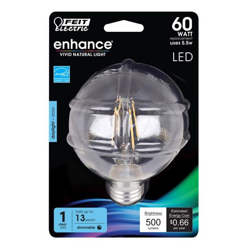 Feit Electric Enhance G25 E26 medium Filament Led Bulb Daylight