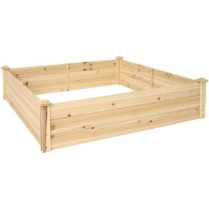 Sunnydaze Outdoor Square Wood Raised Garden Bed for Flower, Vegetable, and Herb Gardening - 1 of 4