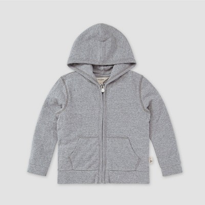 Image of Burt's Bees Baby® Baby Jacquard Striped Zip-Front Hoodie - Heather Gray 6-9M
