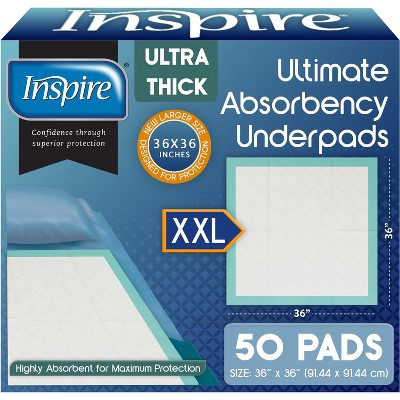 Inspire Extra Large Super Absorbent Disposable Bed Pads for Incontinence Ultra Thick and Absorbent Incontinence Bed Pads
