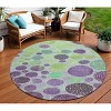 Purple And Lime Green Geometric Washable Indoor Outdoor Area Rug - 2 of 4