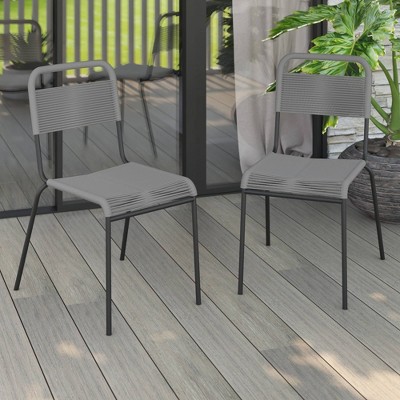 2pk Outdoor Dining Chairs - Gray - TK Classics