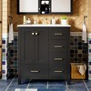 30'' Bathroom Vanity with Resin Sink Combo, Solid Wood Frame Storage Cabinet, Freestanding Vanity Set with 4 Drawers black - image 2 of 4