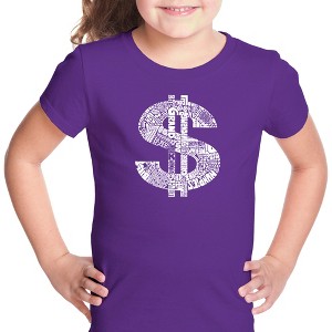 LA Pop Art Girl's Word Art T-shirt - Dollar Sign - 1 of 4
