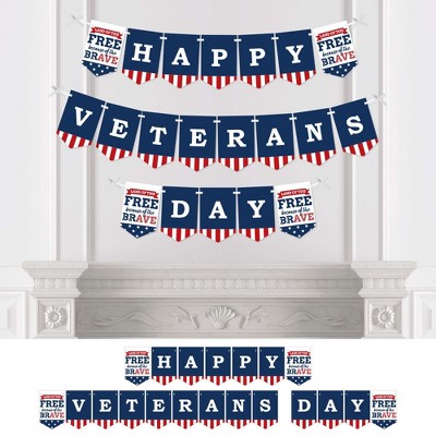 Big Dot of Happiness Happy Veterans Day - Patriotic Bunting Banner - Party Decorations - Happy Veterans Day