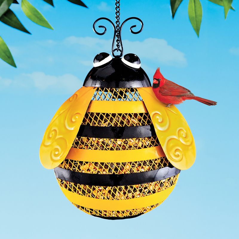 Collections Etc Hanging Outdoor Metal Mesh Bumblebee Design Bird Feeder NO SIZE, 2 of 3