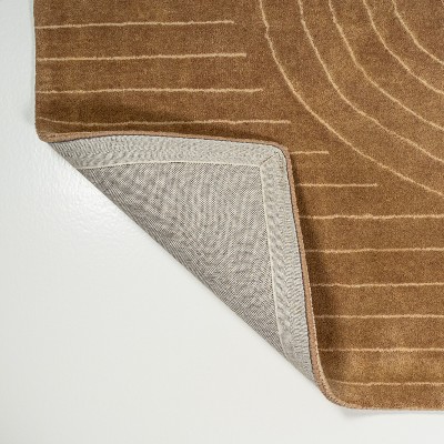 Handmade Light Brown Wool Abstract Rectangular Area Rug