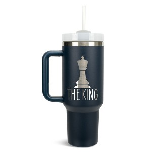 100 North The King Chess Piece Wrap-Around 40 Oz. Stainless Steel Water Bottle Coffee Mug, Spill & Leak Resistant, Travel Tumbler with Handle, Lid & - 1 of 4