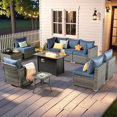 XIZZI Modular Outdoor Patio Furniture Set w/ Optional Coffee Table, Swivel Chair & Firepit - All-Weather, Waterproof & UV-Resistant