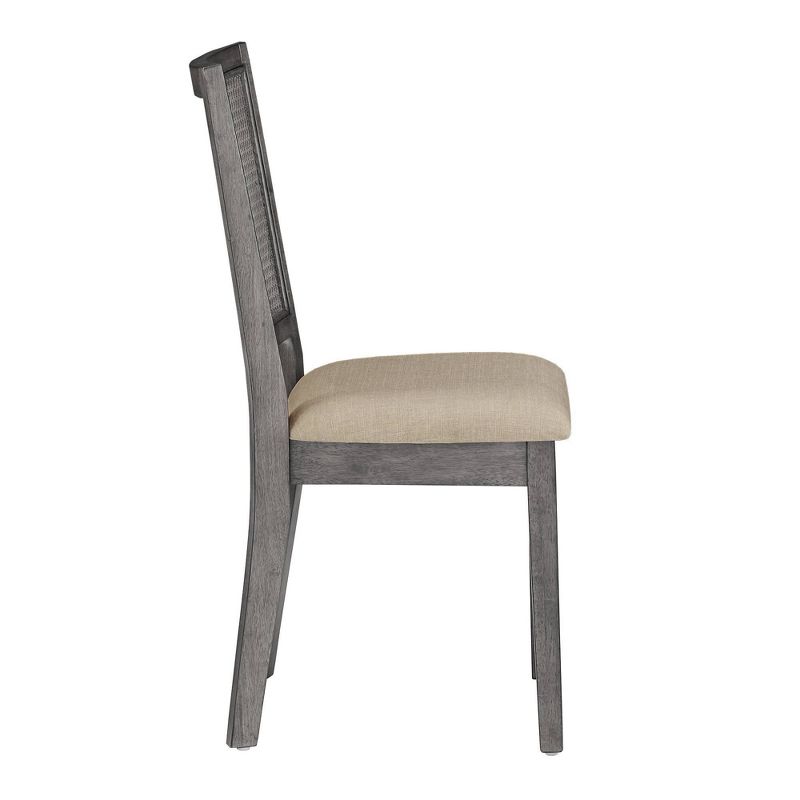 Set of 2 South Hill Beige Linen Rattan Back Dining Chairs - Inspire Q, 6 of 13