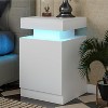 Aoxun Nightstand Set of 2 with LED Lights,Night Stand with Storage Cabinet for Bedroom,Bedside Table with LED, White - 3 of 4