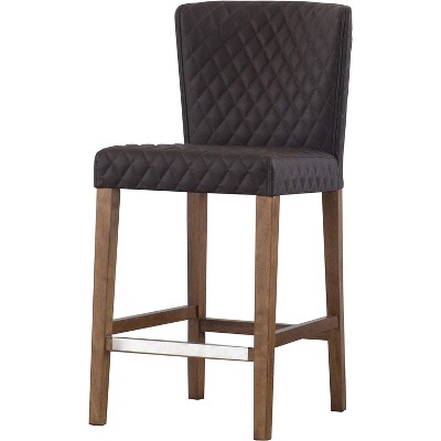 New Pacific Direct New Pacific Direct  Albie Diamond Stitching PU Leather Counter Stool - Gray / Danburry Gray (Pack of 1)