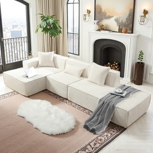 Christopher Knight Home Pyren 129.5" Modern L-Shaped 3-Seater Upholstered Sectional Sofa - 1 of 4