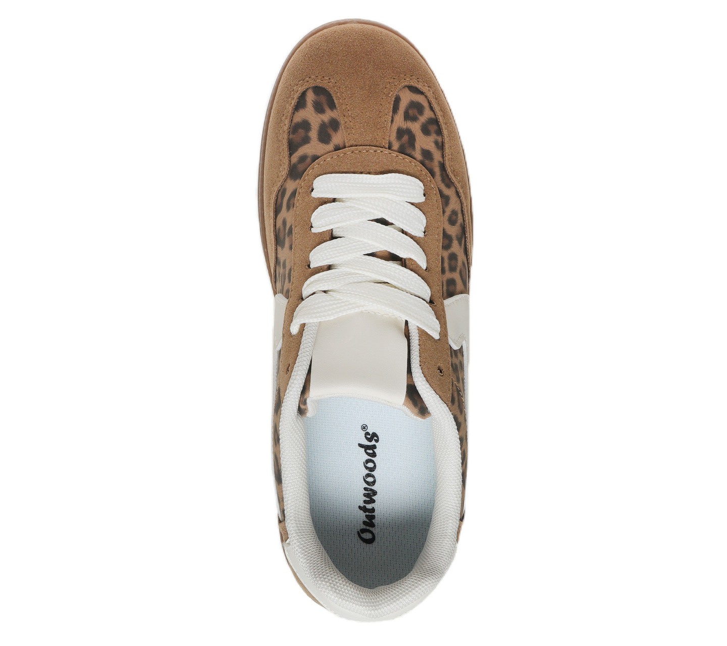 Женские кроссовки Outwoods Giana 5 Leopard Print Gum Sole Lace Up Fashion Sneakers- Mocha, цвет: Леопардовый — фото 3