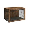 Munora 44"x30"x32"H Rustic Brown Dog Kennel Furniture, Wooden Crate End Table for Large Indoor Use - 2 of 4