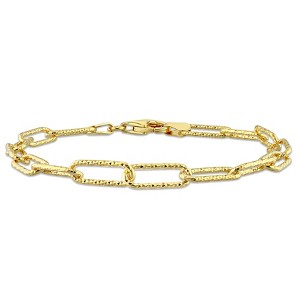 EVERLY JEWELRY | Yellow Plated Sterling Silver 5mm Fancy Paperclip Chain Bracelet - 7.5 in - 1 of 4