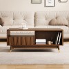 ATJafurn 47" Wooden Coffee Table with 2 Drawers and Open Storage Mid Century Modern Coffee Table Suitable for Living Room Apartment, Walnut - 4 of 4