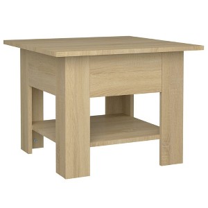 vidaXL Contemporary Coffee Table with Storage Shelf 21.7"x21.7"x16.5" - Sturdy Engineered Wood - Sonoma Oak - 1 of 4