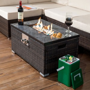 Christopher Knight Home Nydia 40,000 BTU Propane Steel and Rattan Fire Pit Table with Ceramic Tile Tabletop - 1 of 4