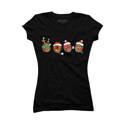 Junior's Design By Humans Christmas hedgehogs By Mangulica T-Shirt