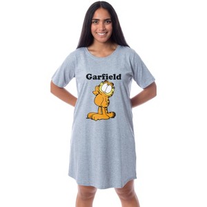 Garfield Comic Womens' I'm Cute Pose Pajama Dorm Sleep Shirt Nightgown Grey - 1 of 4