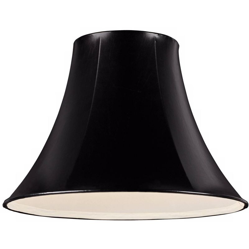 Springcrest Black Faux Leatherette Medium Bell Lamp Shade 7" Top x 16" Bottom x 12" Slant x 11.5" High (Spider) Replacement with Harp and Finial, 3 of 7