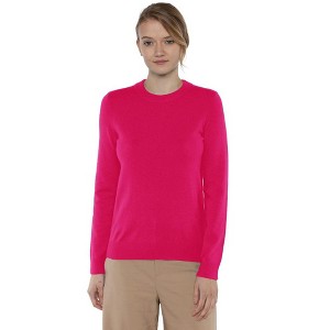 JENNIE LIU Women's 100% Pure Cashmere Long Sleeve Crew Neck Pullover Sweater - 1 of 3