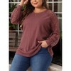 Agnes Orinda Women's Plus Size Lace Crew Neck Long Sleeve Knit Blouses - 2 of 4