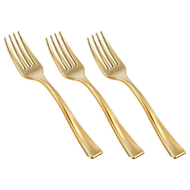 Smarty Had A Party Shiny Metallic Gold Mini Plastic Disposable Tasting Forks (600 Forks), 2 of 4