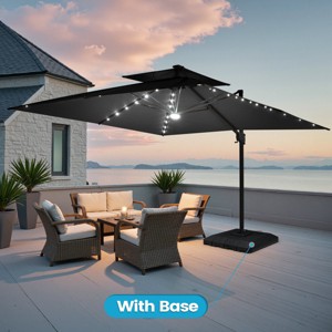 Crestlive Products 11FT Patio Double Top Cantilever Umbrella with Light and Base Set Outdoor 360° Rotation 6 Heights Adjustable Offset Umbrella - 1 of 4
