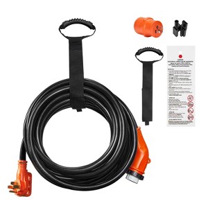 VEVOR 30 Feet RV Power Cord, 50 Amp, Heavy Duty STW 6/3 + 8/1 Generator Cord, NEMA 14-50P Male NEMA SS2-50R Female Plug, Black - 1 of 4