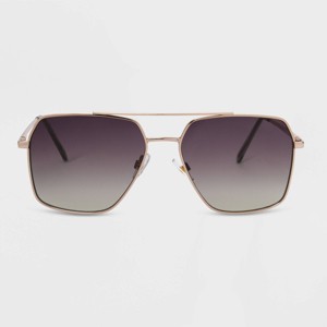 Women's Satin Metal Aviator Sunglasses with Gradient Lenses - Universal Thread™ Metallic Gold: Scratch-Resistant, UV Protection - 1 of 2