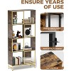 4-Tier Narrow Book Shelf, Freestanding Vintage Storage Rack, Asymmetrical Tall Industrial Wood Bookcase, Standing Display Rack For Home Office - 2 of 4