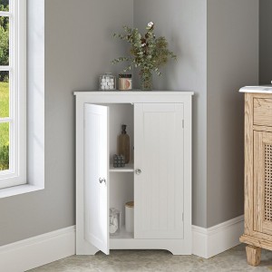 Floor Corner Cabinet, Bathroom Corner Storage Cabinet With Adjustable Shelf, Freestanding Narrow Cabinet Organizer for Bathroom Living Room - 1 of 4