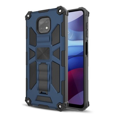 MyBat Sturdy Hybrid Protector Cover Case (with Stand) Compatible With Motorola Moto G Power (2021) - Ink Blue / Black