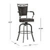 Hillsdale Furniture Bridgetown Metal Bar Height Swivel Stool Pewter: Upholstered, Armrests - 3 of 4