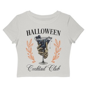 Rerun Island Women Halloween Cocktail Club Dark Drinks Short Sleeve Graphic Cotton Baby Tee - 1 of 4
