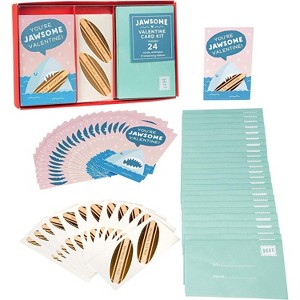 SCS Direct Shark Valentine's Day Card Set for Kids, 24 Card Pack & Envelopes w Tattoos - Great for School Classroom Exchange Parties - Boys & Girls 4+ - 1 of 3