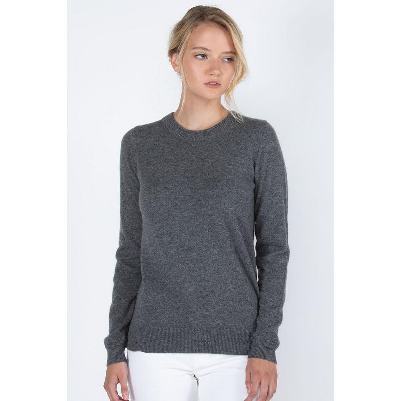 JENNIE LIU Women's 100% Pure Cashmere Long Sleeve Crew Neck Pullover Sweater, 3 of 5