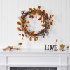 Nearly Natural 19-in Harvest Leaf, Berries and Twig Artificial Wreath - 3 of 3