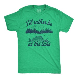 Mens Id Rather Be At The Lake T Shirt Funny Cool Nature Lover Novelty Tee For Guys - Crazy Dog Men's T Shirt - 1 of 4