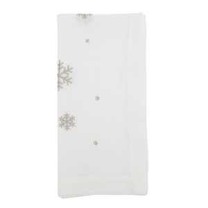 Saro Lifestyle Winter Delight Embroidered Snowflake Napkin (Set of 4), 20", Gold - 1 of 4