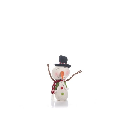 Transpac Fabric 12 in. White Christmas Plush Merry Snowman Figurine