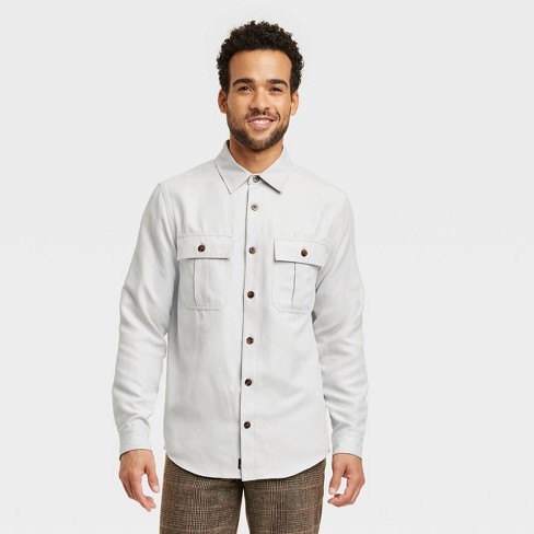 Houston White Adult Long Sleeve Woven Button-Down Shirt - Gray XXS/XS