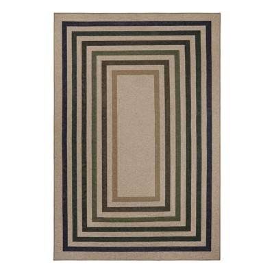 Lahome Rectangle Geometric Frame Machine Washable Outdoor Area Rug-Durable Carpet for Patio, Deck, or Garden