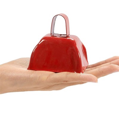 Red Iron Handheld Cowbells for Sporting Events, 3-inch, Set of 12