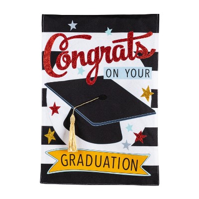 Congrats Grad Garden Linen Flag