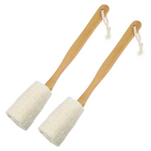 Unique Bargains Bath Brush Wood Back Scrubber With Long Handle For Shower  3.9 Inches Brown Beige 2 Pcs : Target