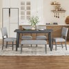 6 Piece Vintage Dining Table Set for 6, Farmhouse Dining Set with 4 Upholstered Dining Chairs & Bench, Natural Wood Wash/Gray - ModernLuxe - 3 of 4